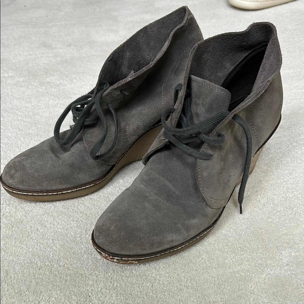 Gray Suede Ankle Boots